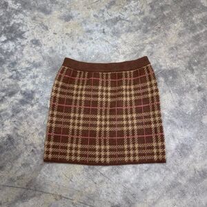 En Saison plaid knitted mini skirt